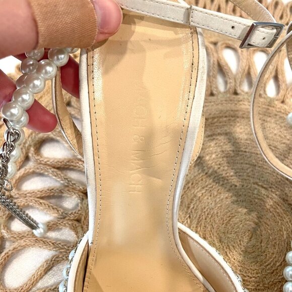 Mach & Mach Bow of Elizabeth Iridescent Faux Pearl Sandals Size 38 - Picture 4 of 13